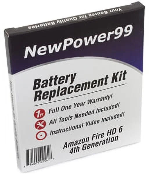 Amazon Fire  6 4th Generation Battery Replacement Kit with Tools, Video Instructions, Extended Life Battery and Full One Year Warranty