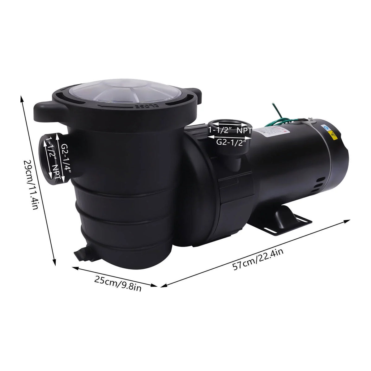 1.5HP 92GPM Above Ground  Swimming Pool Pump w/Strainer Filter 3450rpm 1100 W