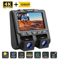 4K Dash Camera   4K+1080P Dash Cam Front and Inside 3"  Screen Car Camera Loop Recording Parking Mode G-Sensor