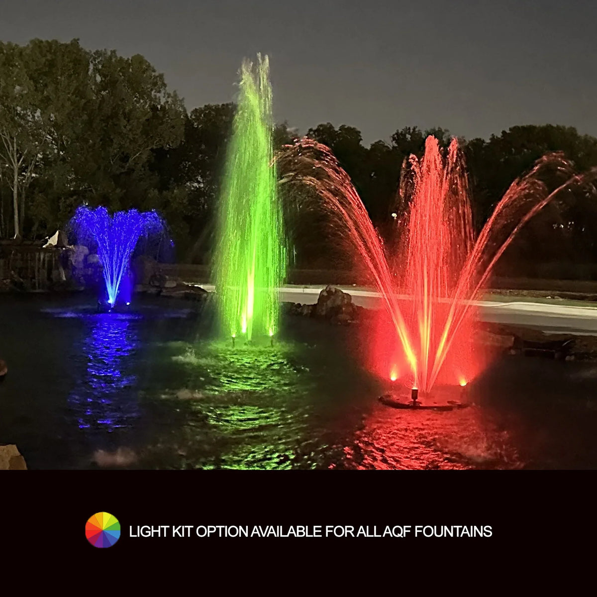 1/2  Floating Fountain | 100 foot Cord | 9 Patterns | Color-Changing Lights | Control Box | Surface Aeration for Ponds