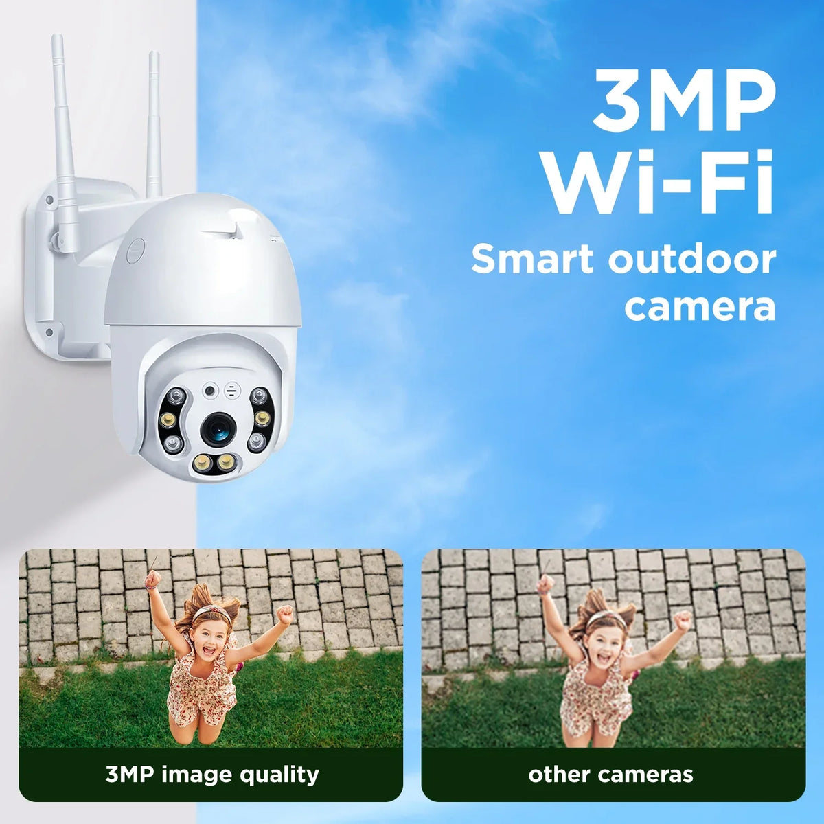 2k Security Camera, WiFi Camera with Outdoor Night Vision, Waterproof Camera for Home Security System, 3mp Ultra Hd With 360 Alarm