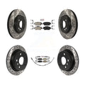 Transit Auto - Front Semi-Metallic Rear Ceramic Pads And Coated Drilled Slotted Disc Brake Rotors Kit For 2015 Mini Cooper 2.0L 1.5L With 280mm Diameter Rotor -100734