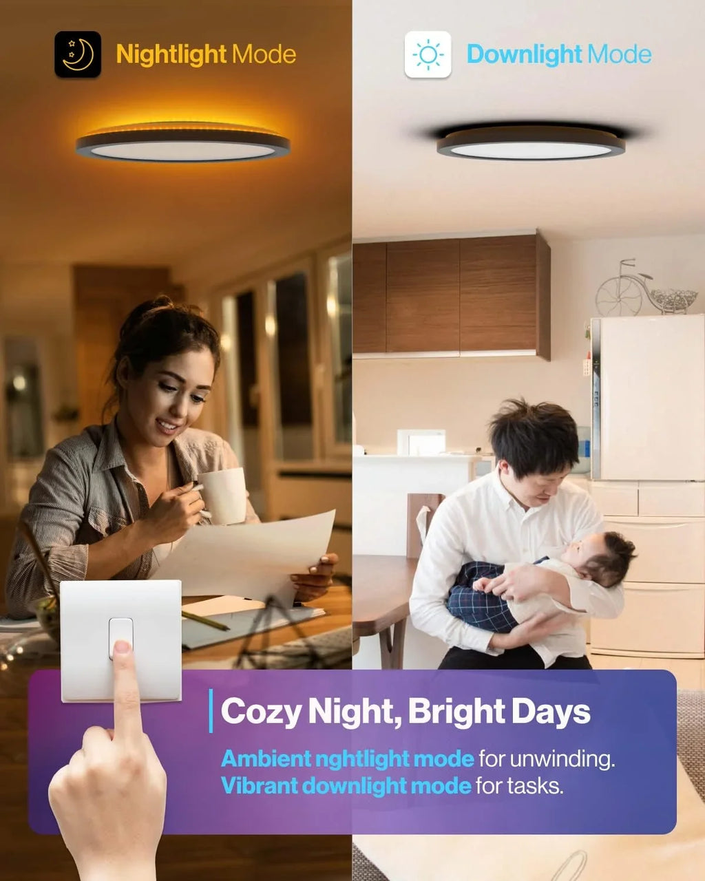 Sunco Smart  Flush Mount Ceiling Light Fixture 24W 2500LM 13 Inch  Color Changing  Night Light for Bedroom Kitchen Hallway Amazon Alexa Google Home Compatible  Energy Star 4 Pack