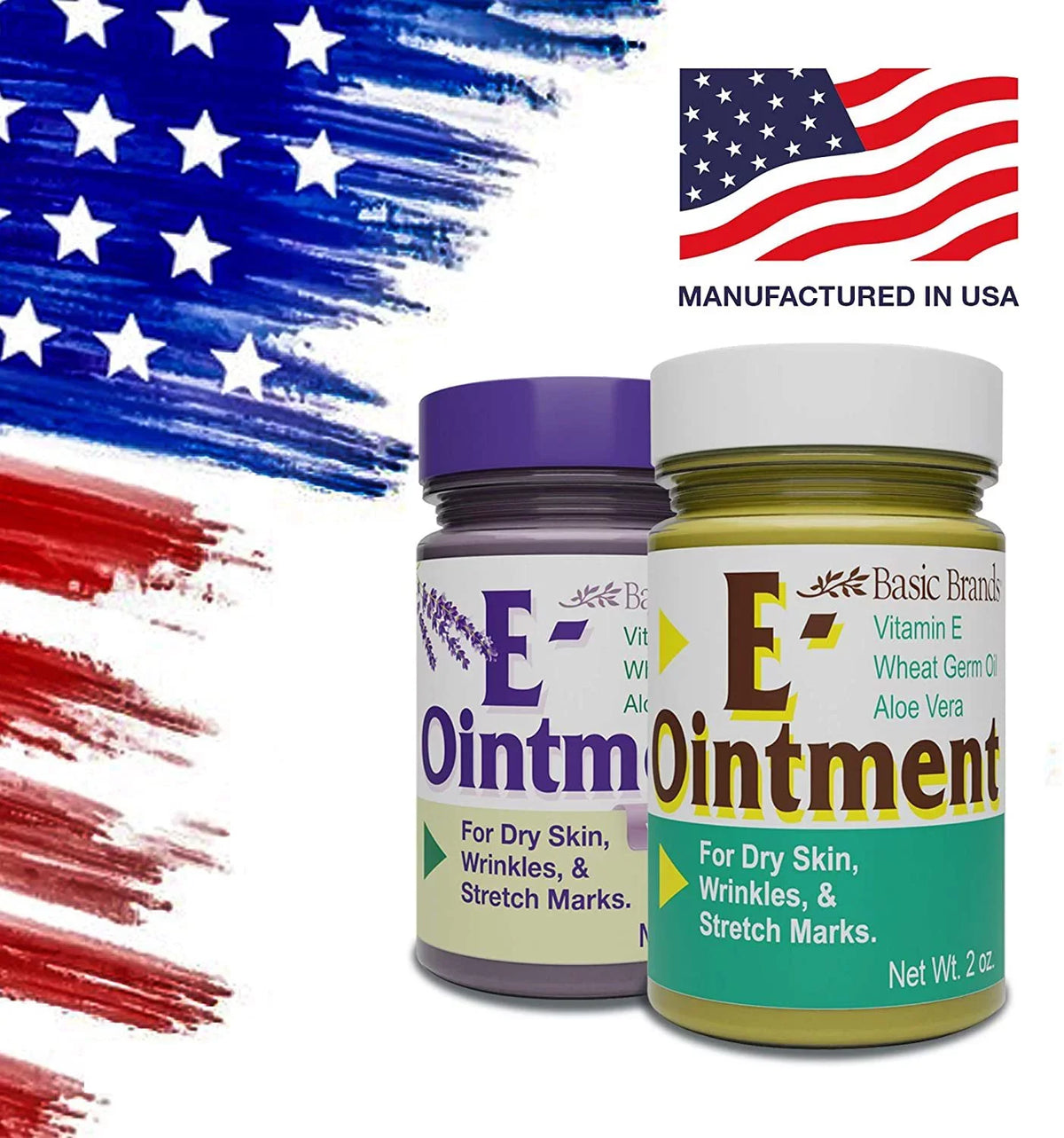 3 Pack Basic Organics for Dry Skin, Wrinkles, & Stretch Marks Wheat Germ Oil Aloe Vera E-Ointment  2 oz