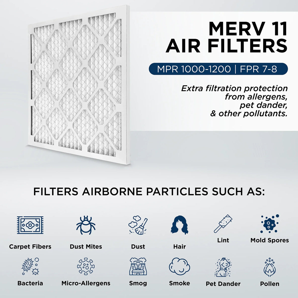 14x25x1  11,  1000 Pleated  Furnace 1" Air Filters by Pamlico. Case of 12. Actual Size: 13-1/2 x 24-1/2 x 3/4