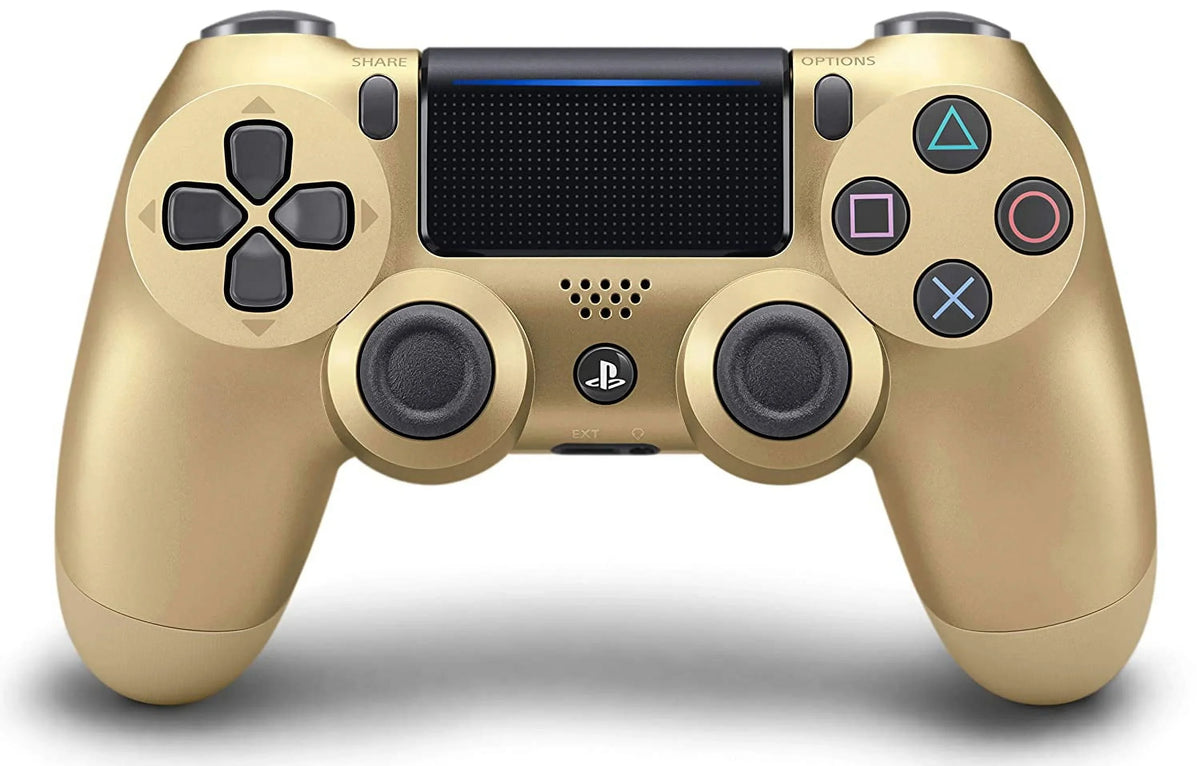 Pre-Owned Sony Dual Shock Gold Gaming Controller For PS4 Console + Wireless Black Chatpad for PS4 Controller   Bundle. (Refurbished: Like New)