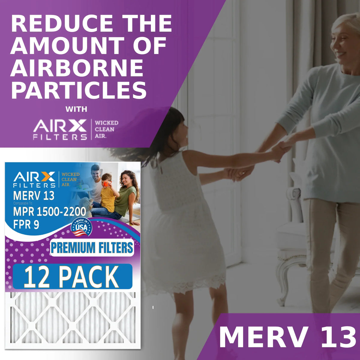 20x22x1 Air Filter  13 Rating, 12 Pack of Furnace Filters Comparable to  1500 - 2200 &  9 - Made in  by     .