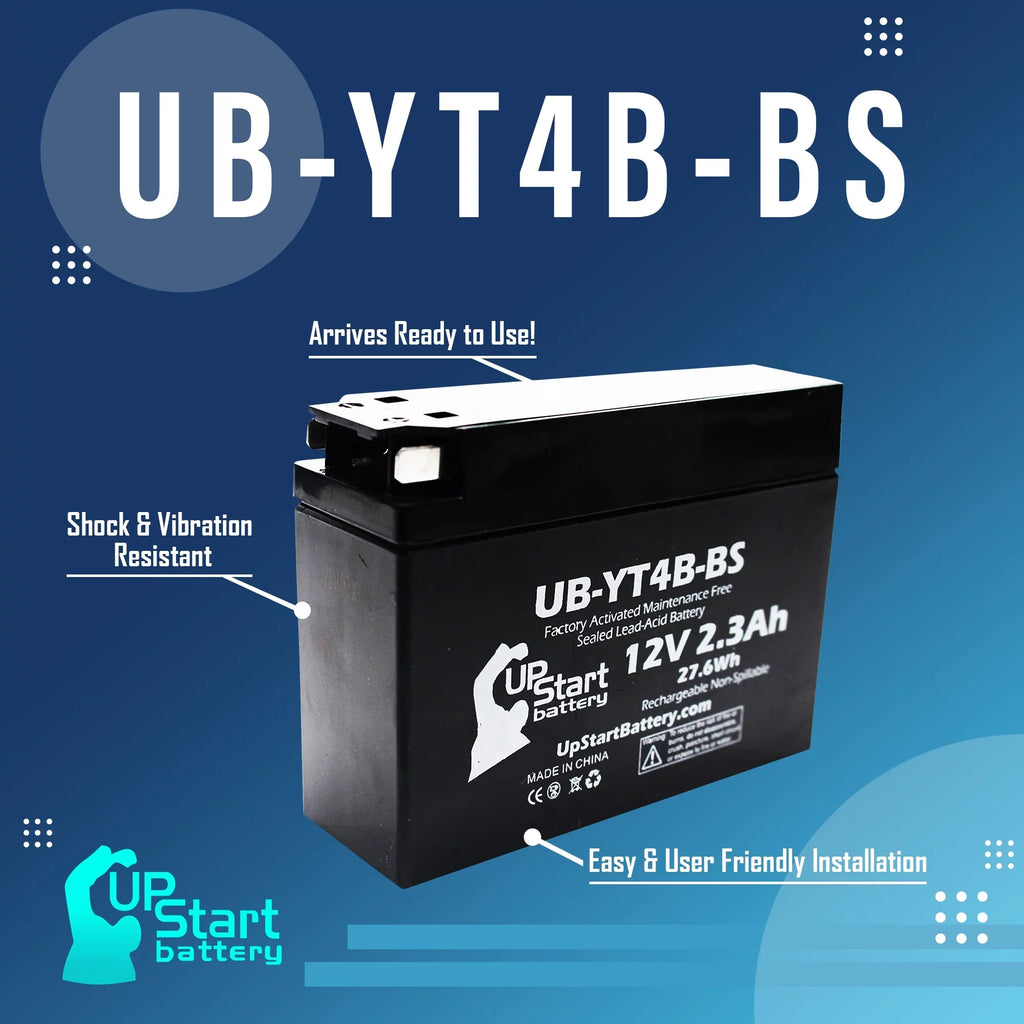 5-Pack UpStart Battery Replacement for 2015 Yamaha TTR110E 110CC Factory Activated, Maintenance Free, Motorcycle Battery - 12V, 2.3Ah, -YT4B-