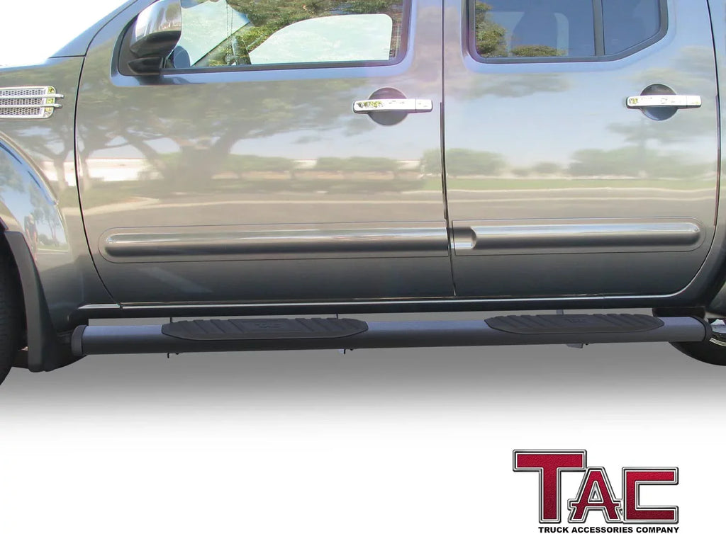 5" Side Steps Fits 2005-2024 Nissan Frontier Crew Cab Truck Pickup 5” Aluminum Texture Black Step Rails Nerf Bars Off-Road Accessories 2Pcs