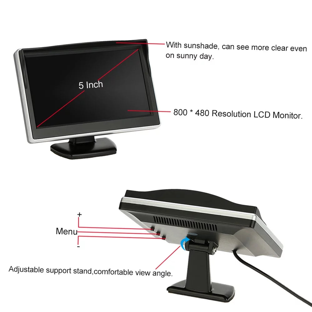 Monitor Yabuy 5 Inch   Display Monitor Car Rear View Backup Reverse System + Parking Camera