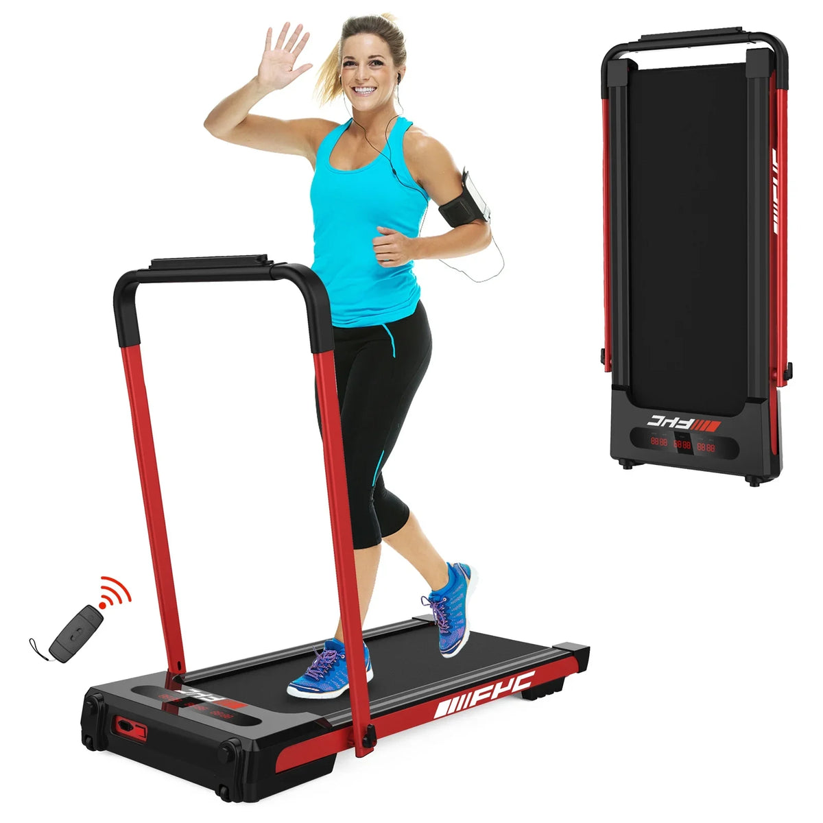 2 in 1 Under Desk Treadmill for Home, Installation-Free Foldable Treadmill Compact Electric Running Machine, Remote Control &  Display Walking Running Jogging
