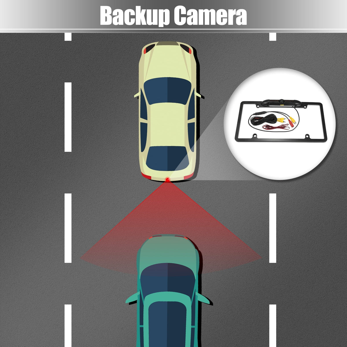12V 480P Universal Wide Angle Backup License Plate Backup Camera Vision Rear View Camera for Car IP68 Waterproof