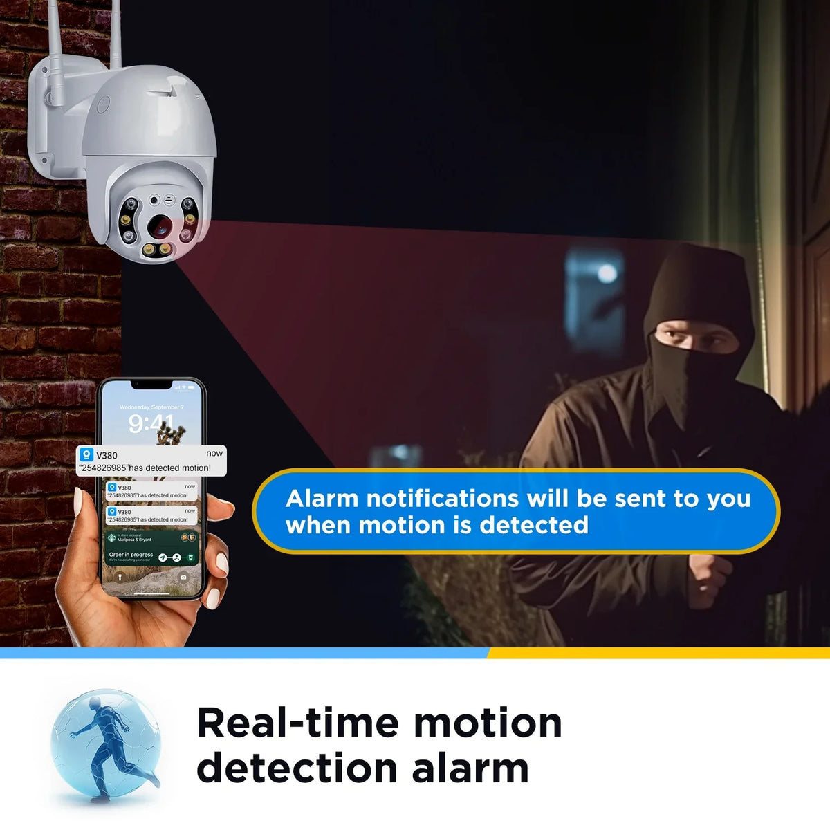 2k Security Camera, WiFi Camera with Outdoor Night Vision, Waterproof Camera for Home Security System, 3mp Ultra Hd With 360 Alarm