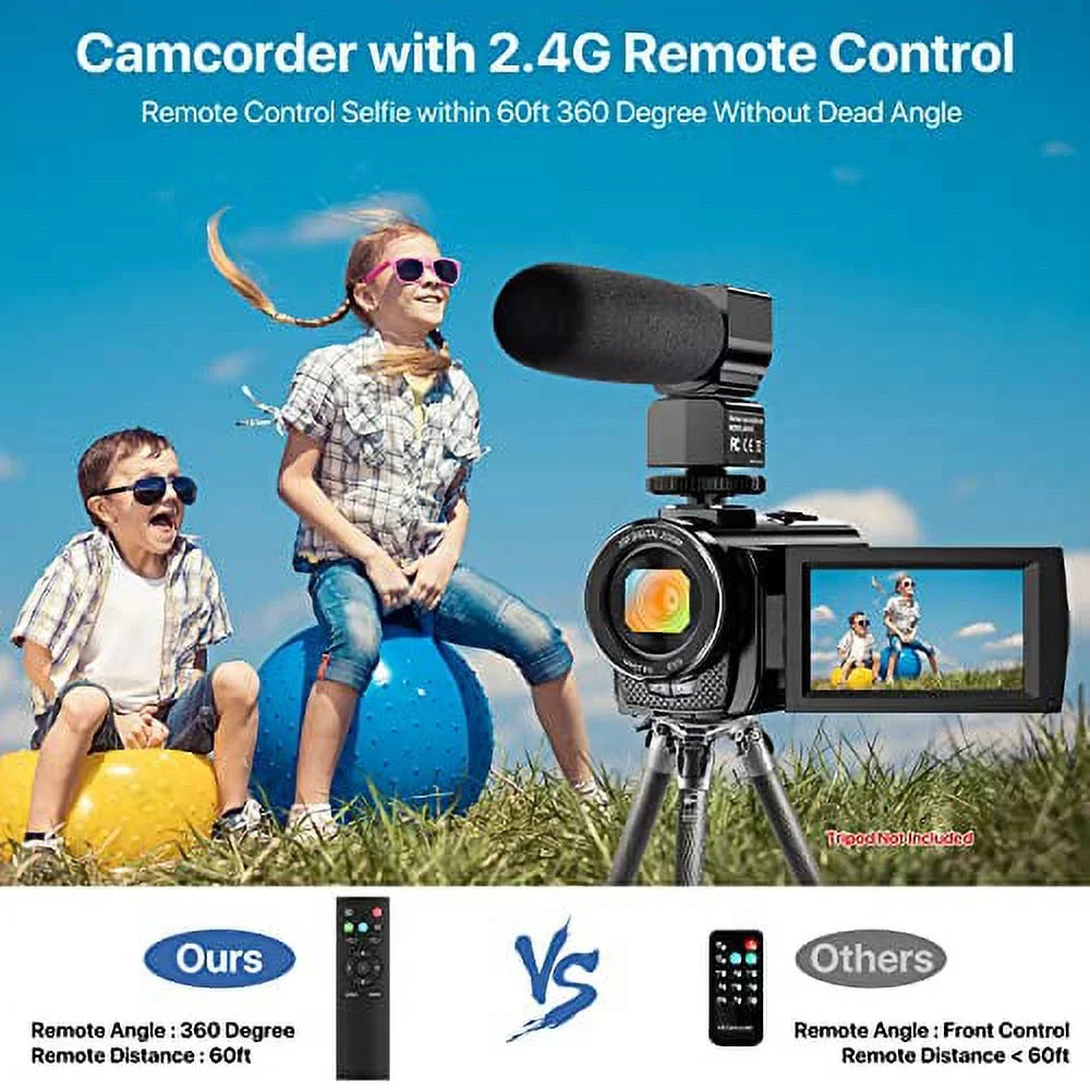 Video Camera Camcorder WiFi  Night Vision  1080P 30FPS YouTube Vlogging Camera Recorder 26MP 3.0'' Touch Screen 16X Digital Zoom Camcorder with Microphone,Remote and 2 Batteries
