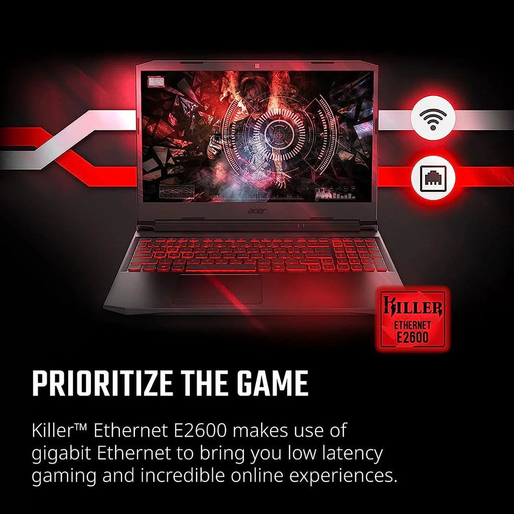Acer Nitro 5 15.6-Inch 144hz  Gaming Laptop + High Quality 6ft  Cable +  Screen Cleaner + Wired Stereo Gaming Headset + Gaming Mouse