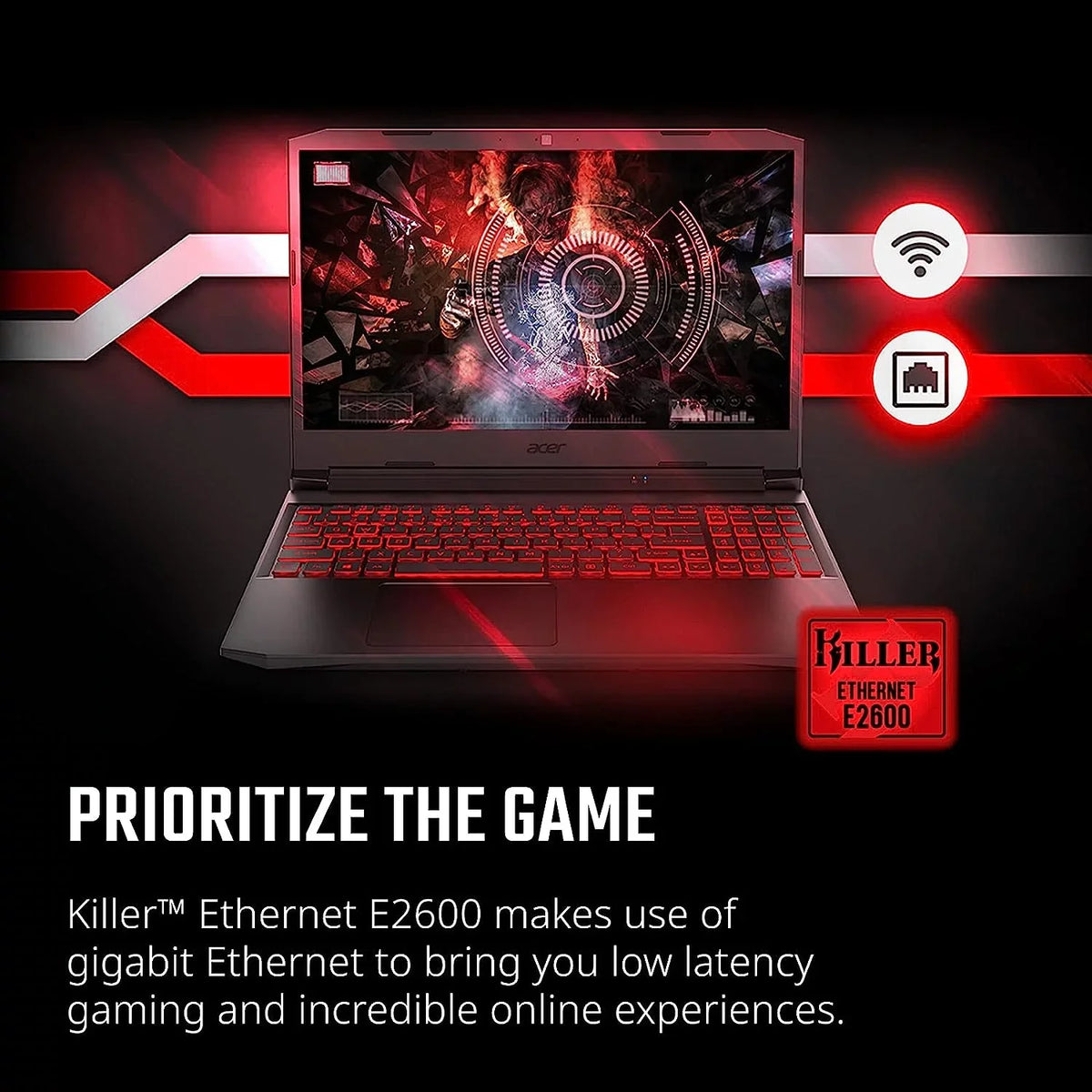 Acer Nitro 5 15.6-Inch 144hz  Gaming Laptop + High Quality 6ft  Cable +  Screen Cleaner + Wired Stereo Gaming Headset + Gaming Mouse