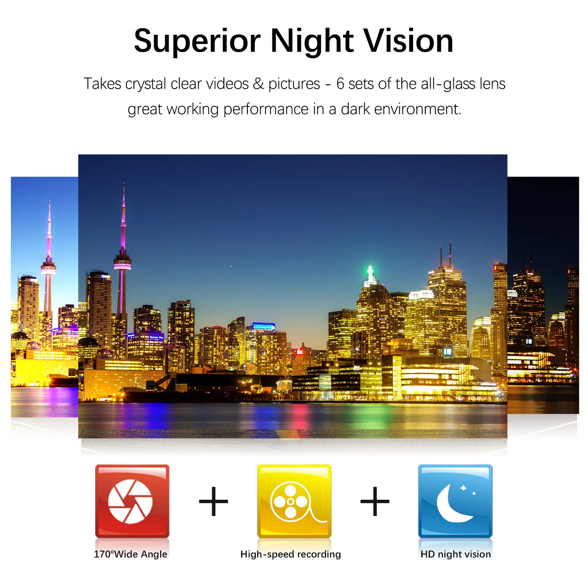 1080P  Dash Camera Car  Night Vision 170 Wide Angle Road Video Recorder Support  Loop Recording