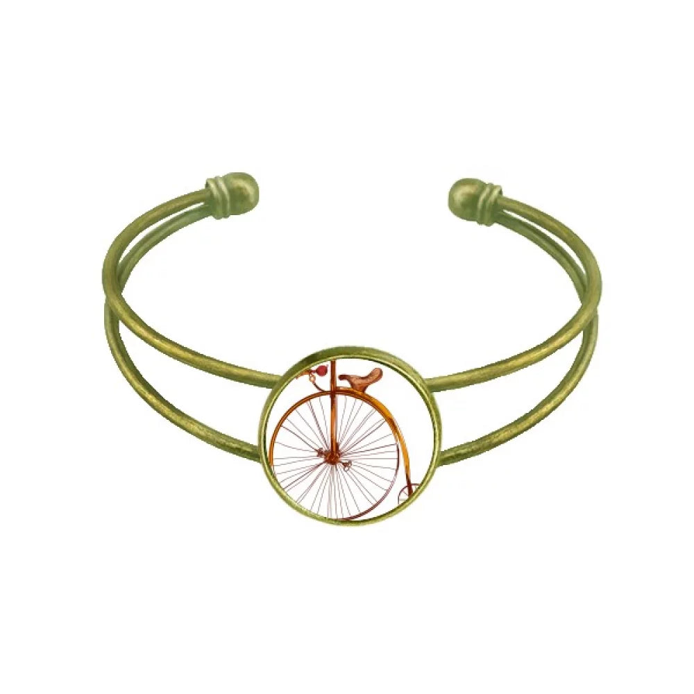 Old Fashioned Bicycle High Wheeler Britain Bracelet Bangle Retro Open Cuff Jewelry