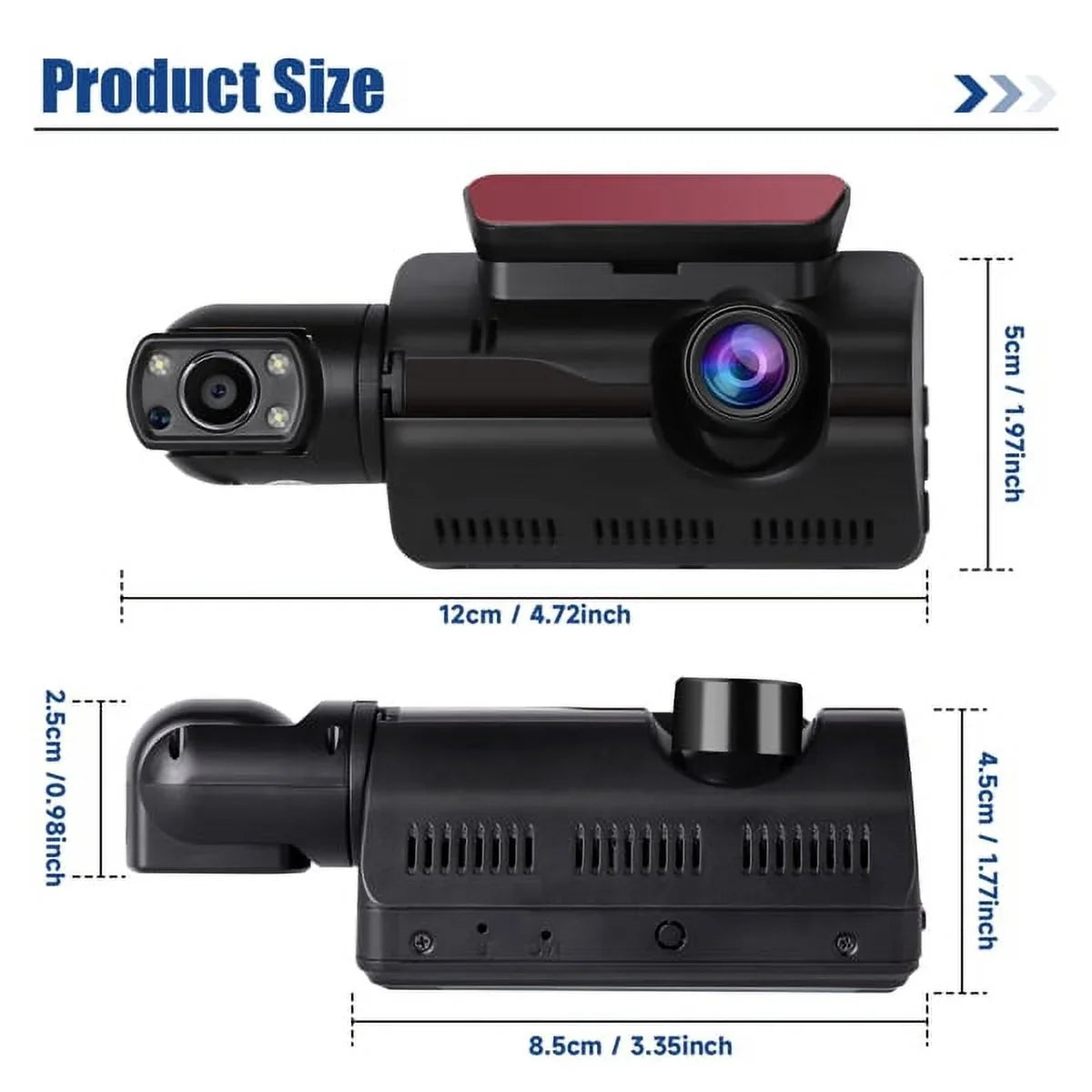 1080P Dash Cam Night Vision Dash Camera Front and Rear 170° Wide Angle Loop Recordin G-Sensor