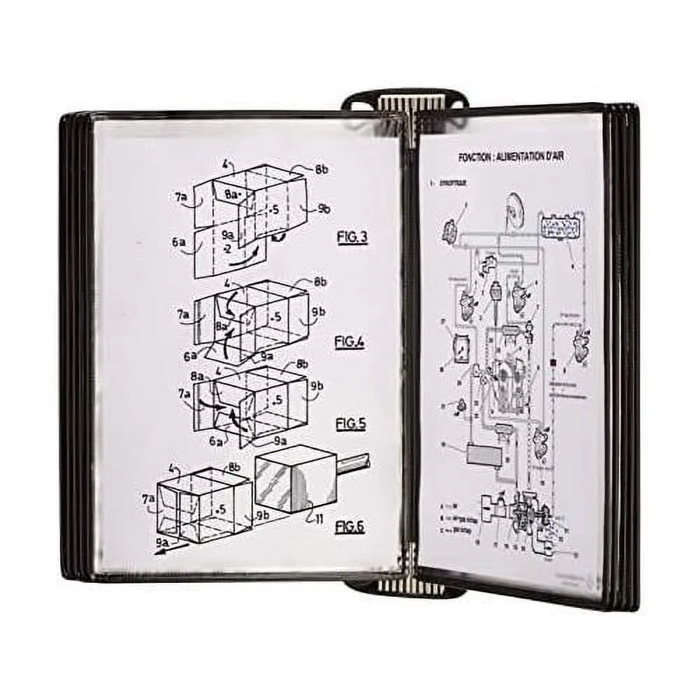Djois Wall Mounted Reference And Display System, 10 Universal-Size Pockets, Double-Sided Viewing, Black Outer Frame, Professional  Series Model (TP920307)