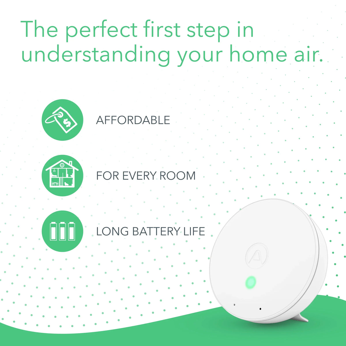 Airthings Wave Mini - Indoor Air Quality Monitor with Mold-Risk Indication