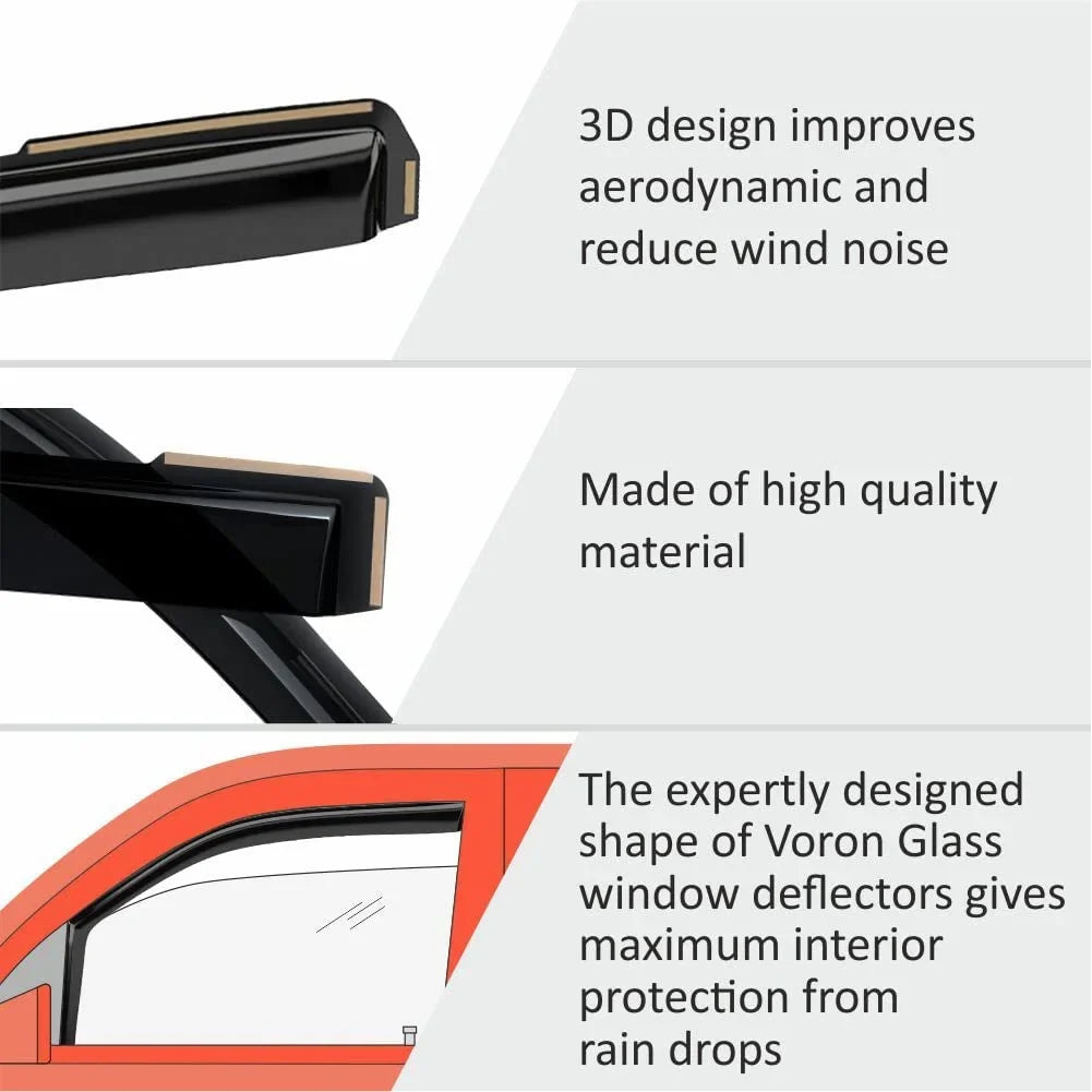 Voron Glass in-Channel Extra Durable Rain Guards for Trucks Dodge  2500 3500 2019-2024 Crew Cab, Window Deflectors, Vent Window Visors, 4 Pieces - 220010v