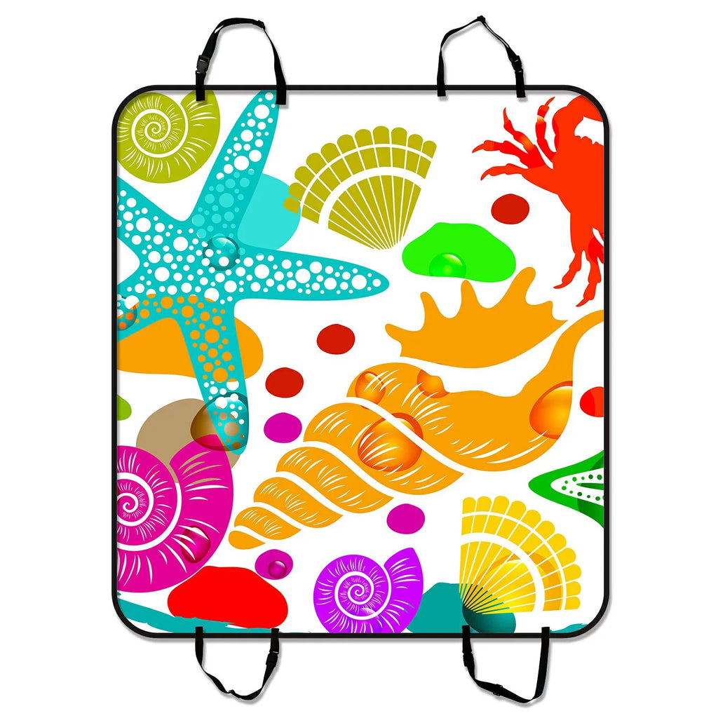 Colorful Sealife Starfish Crab Pet Car Seat Cover Dog Car Seat Mat Hammock Cargo Mat Trunk Mat For Cars Trucks and  54x60 inches