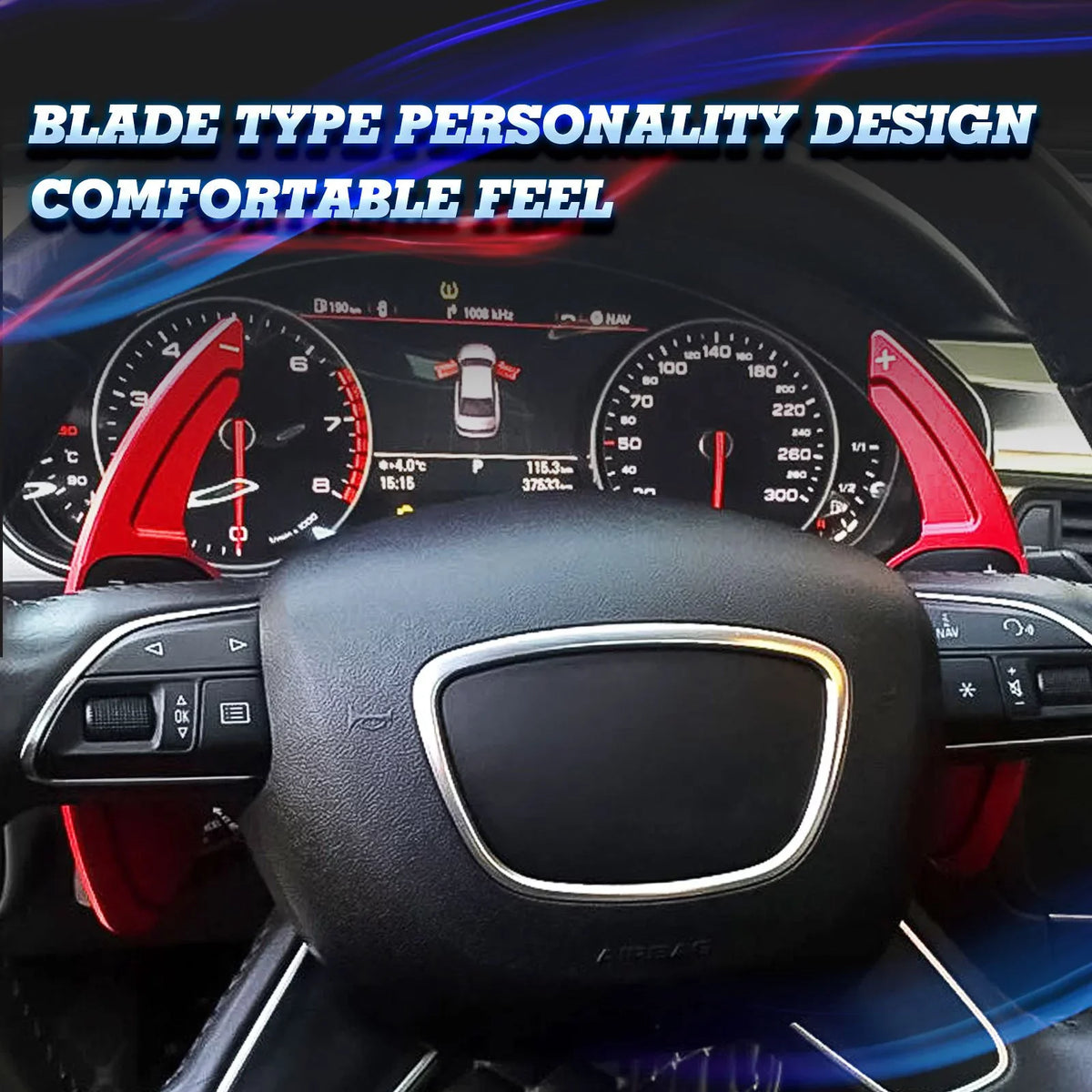 Xotic Tech Steering Wheel Paddle Shifter Cover Trim,  Aluminum Alloy, Compatible With Audi A3 A4 A5 A6 A7 A8 S3 S4 S5 S6 S7 S8 RS3 RS6 Q3 Q5 SQ5 Q7 (Red)