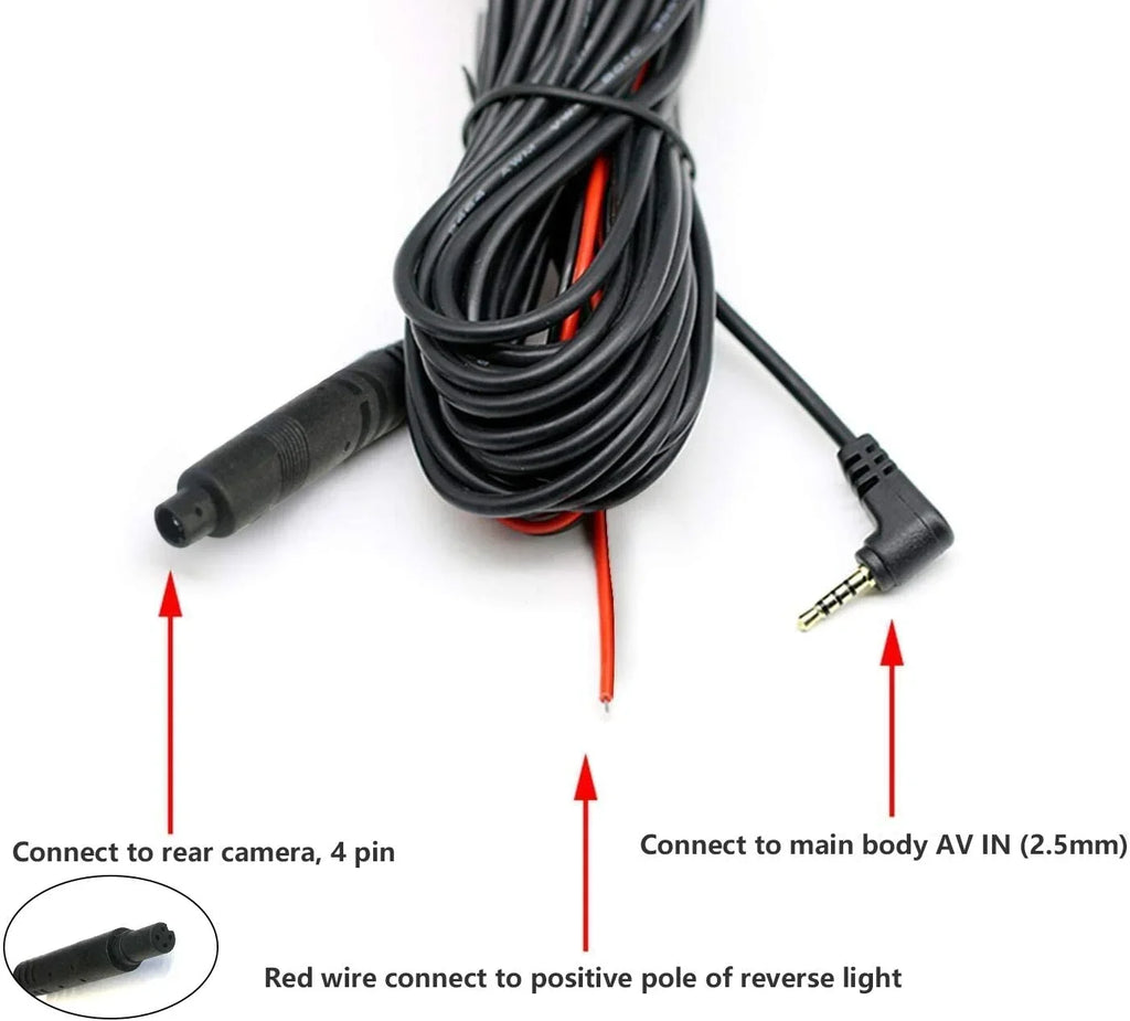 50Feet Backup Camera Extension Cord Cable for  Dash Cam(4 pin,2.5mm)