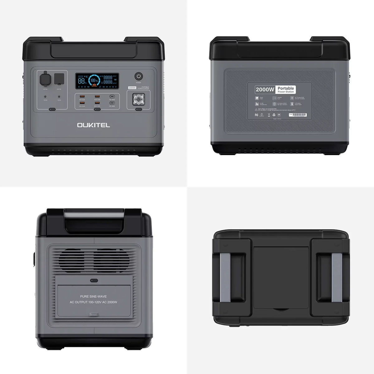 Anself Portable  Station 2000Wh/51.2V Safe LiFePO4 Solar Generator  2000W Pure Sine Battery Backup Camping