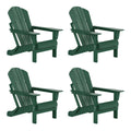 Classic Outdoor Patio Folding Poly Adirondack Chairs (Set of 4), Dark Green