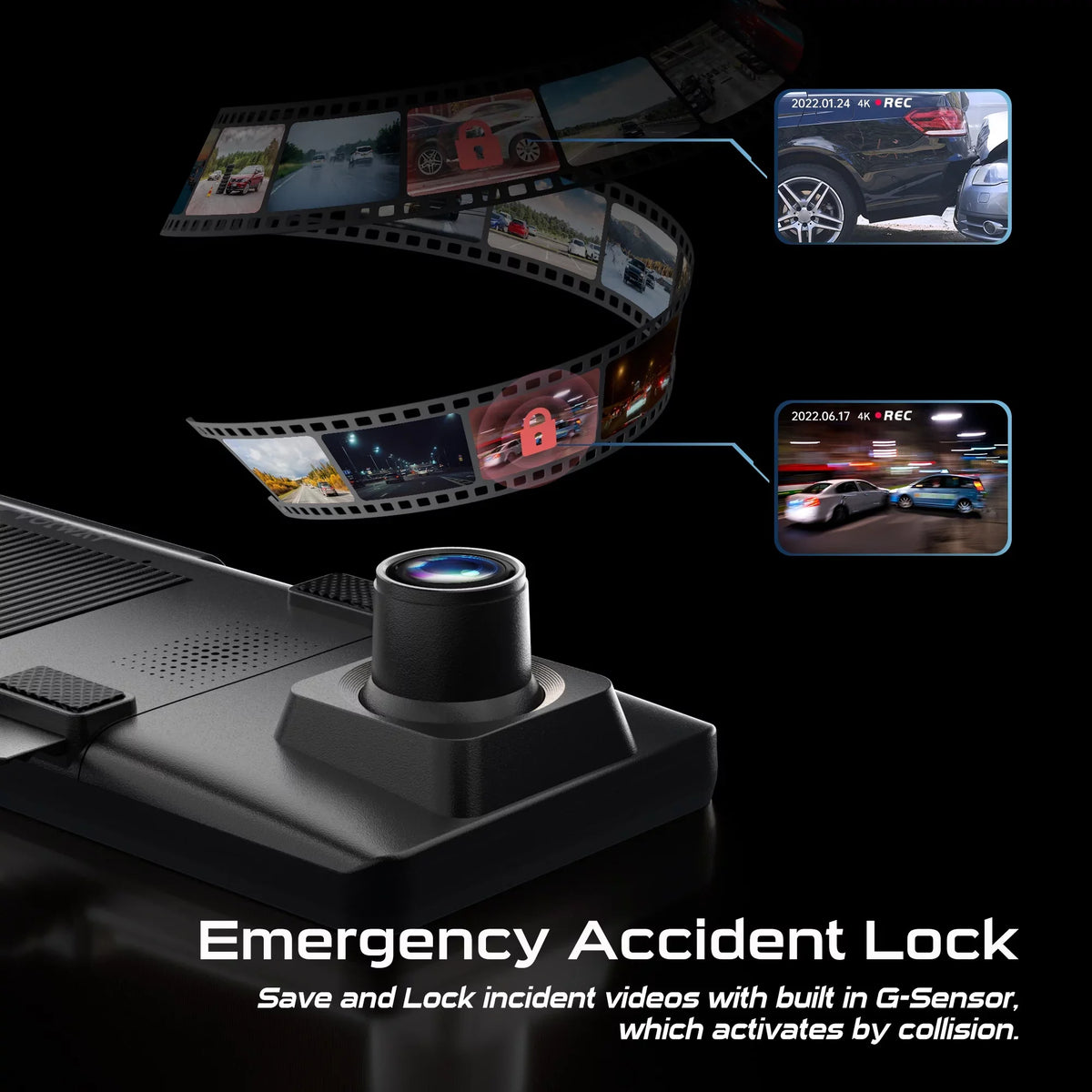 5MP 12" Mirror Dash Cam- Vantop H812  Front and Rear Mirror Dash Cam with Built-in  and Voice Control