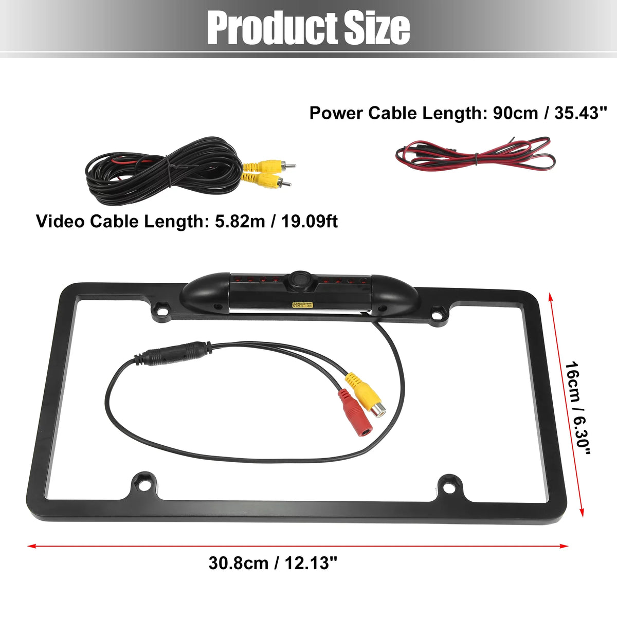 12V 480P Universal Wide Angle Backup License Plate Backup Camera Vision Rear View Camera for Car IP68 Waterproof