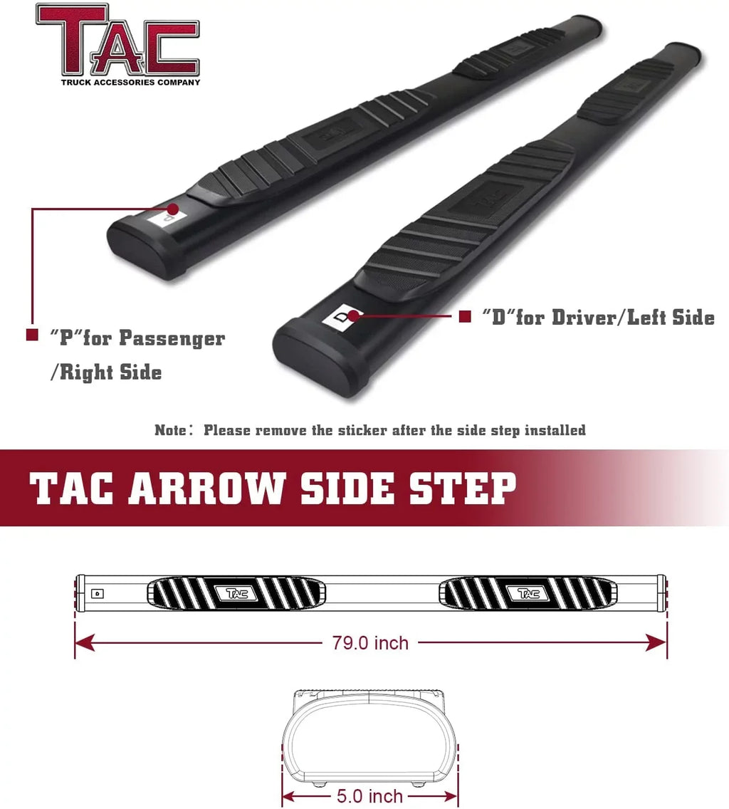 5" Side Steps Fits 2005-2024 Nissan Frontier Crew Cab Truck Pickup 5” Aluminum Texture Black Step Rails Nerf Bars Off-Road Accessories 2Pcs