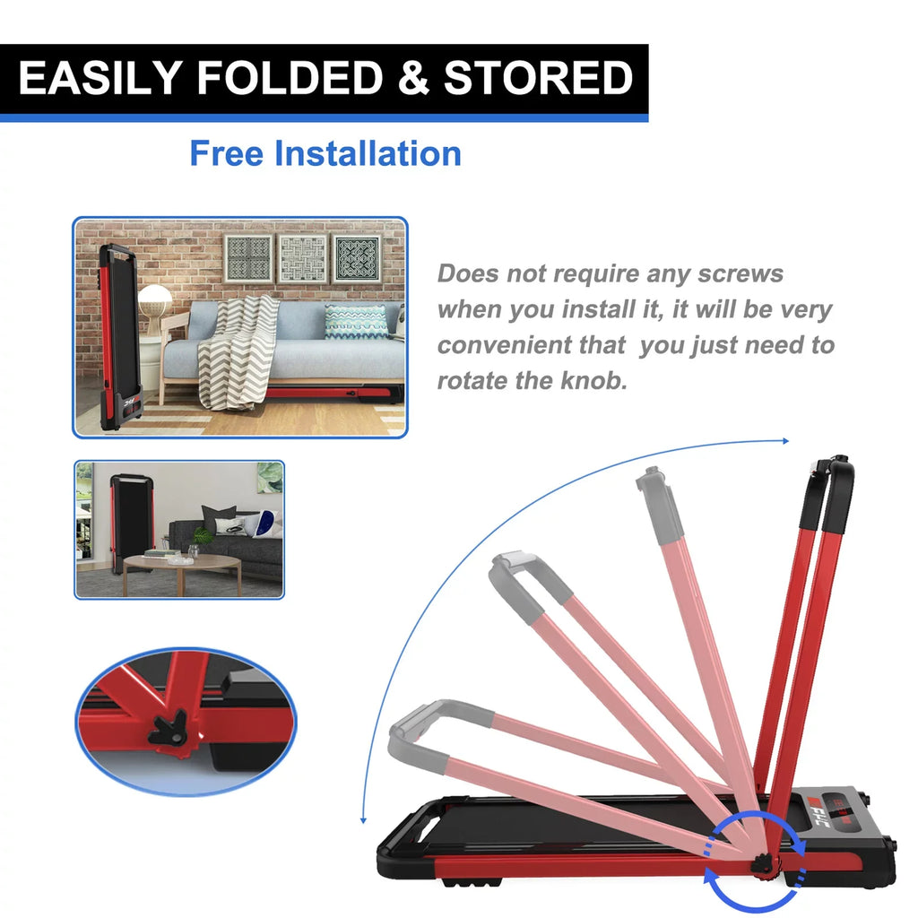 2 in 1 Under Desk Treadmill for Home, Installation-Free Foldable Treadmill Compact Electric Running Machine, Remote Control &  Display Walking Running Jogging