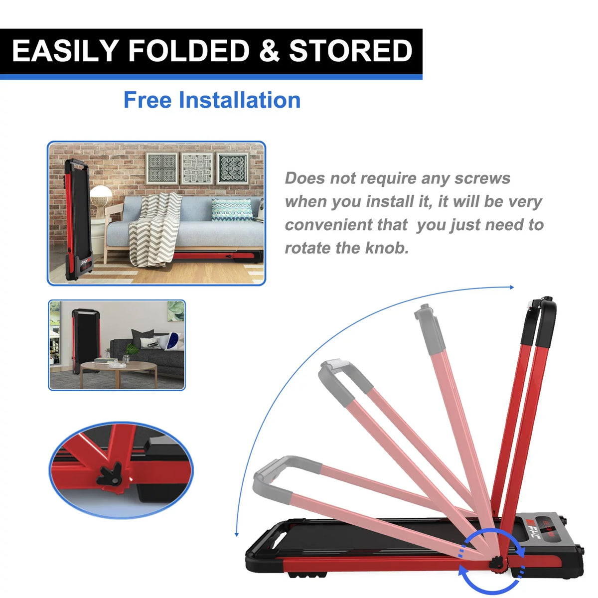 2 in 1 Under Desk Treadmill for Home, Installation-Free Foldable Treadmill Compact Electric Running Machine, Remote Control &  Display Walking Running Jogging