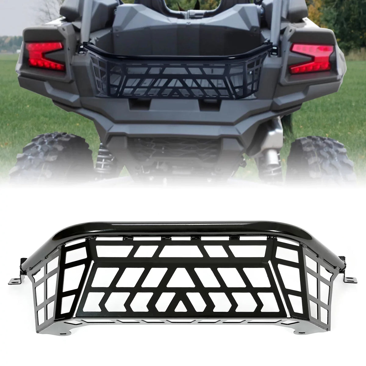 Kojem Cargo Barricade for 20 21 22 23 Kawasaki Teryx  1000 Luggage Rack Steel Bed Enclosure Tailgate Black Powder Coated