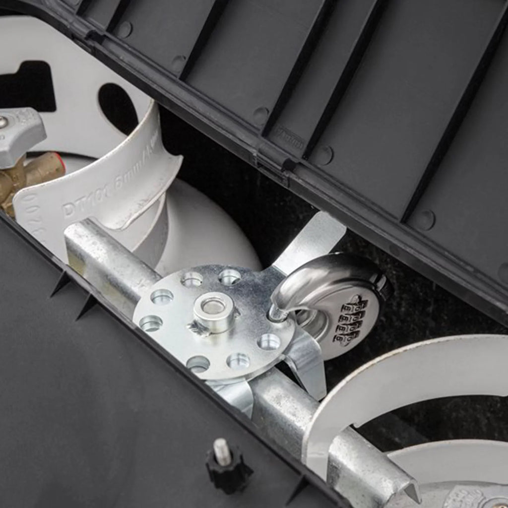 Camco Camper/ Double Propane Tank Locking Device | Features a Combination Lock for Keyless Access & Heavy-Duty Steel Design (40590)