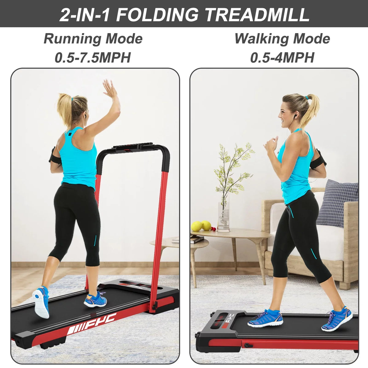 2 in 1 Under Desk Treadmill for Home, Installation-Free Foldable Treadmill Compact Electric Running Machine, Remote Control &  Display Walking Running Jogging