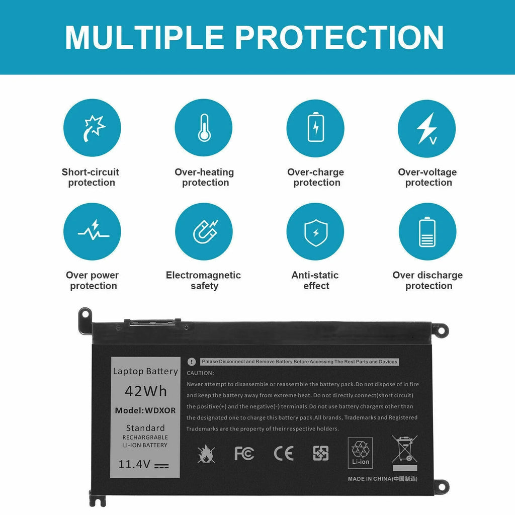 42Wh Battery For  Inspiron 15 5567 5568 13 5368 7368 7569 WDX0R  FC92N