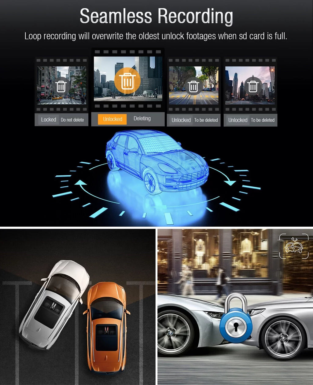 4K Dash Camera   4K+1080P Dash Cam Front and Inside 3"  Screen Car Camera Loop Recording Parking Mode G-Sensor