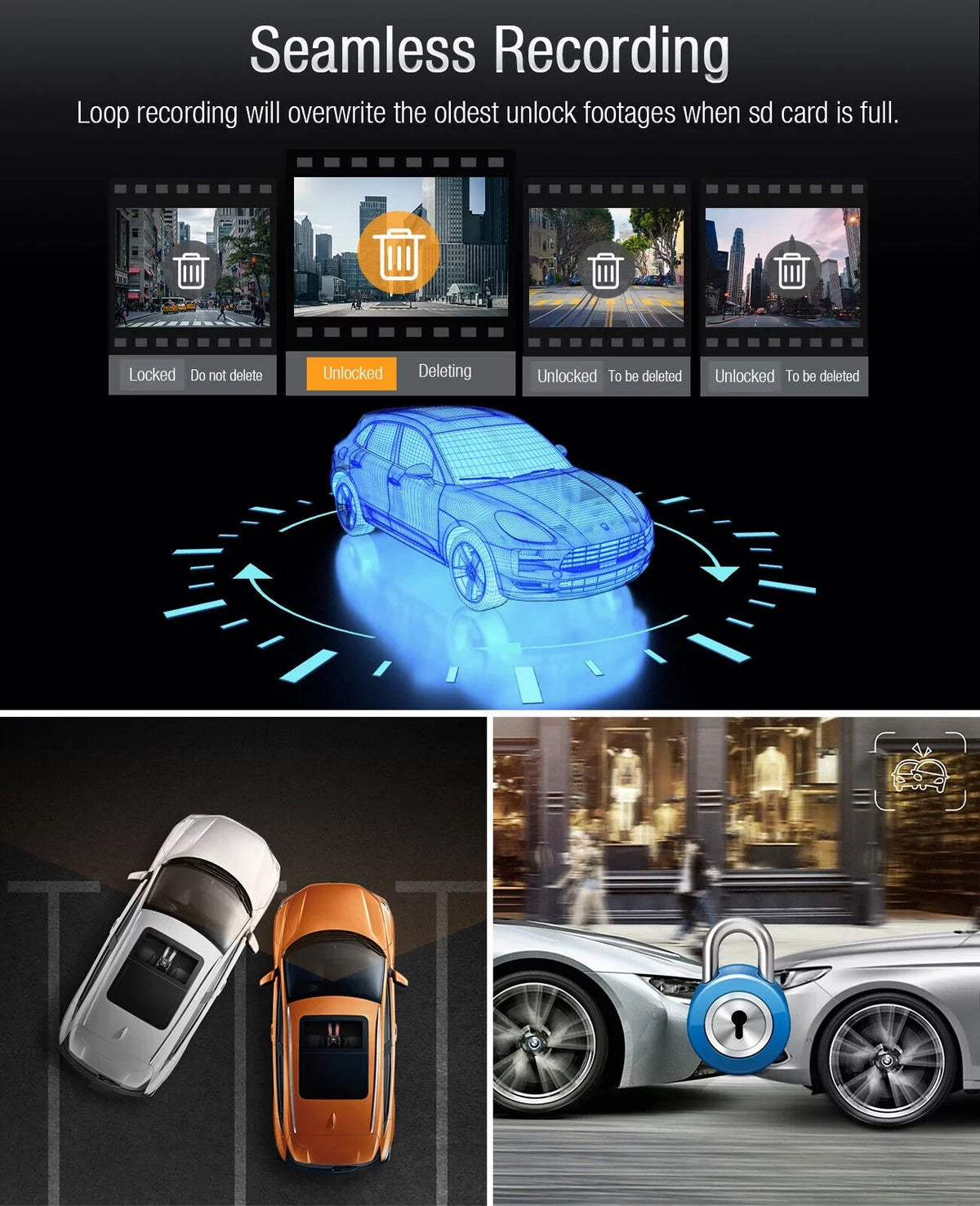 4K Dash Camera   4K+1080P Dash Cam Front and Inside 3"  Screen Car Camera Loop Recording Parking Mode G-Sensor