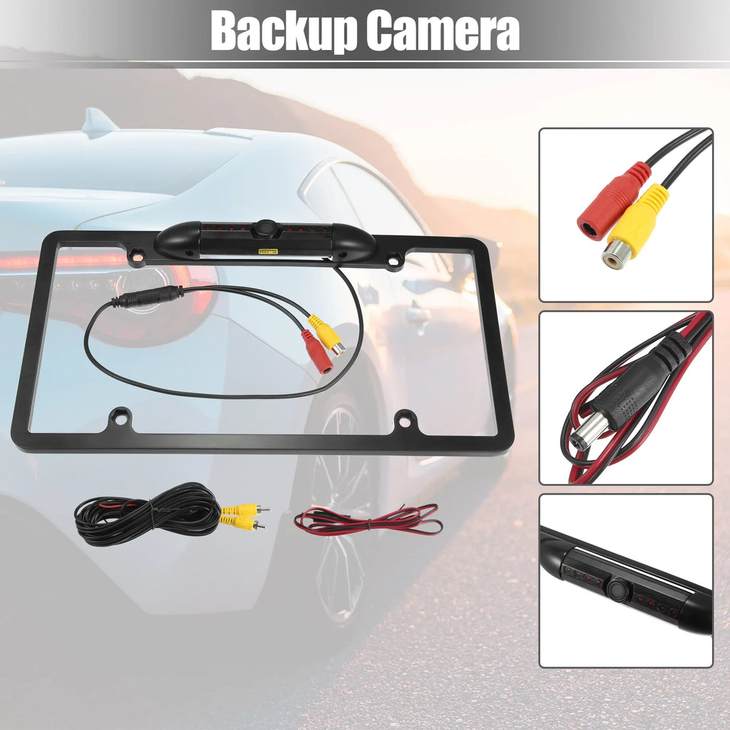12V 480P Universal Wide Angle Backup License Plate Backup Camera Vision Rear View Camera for Car IP68 Waterproof