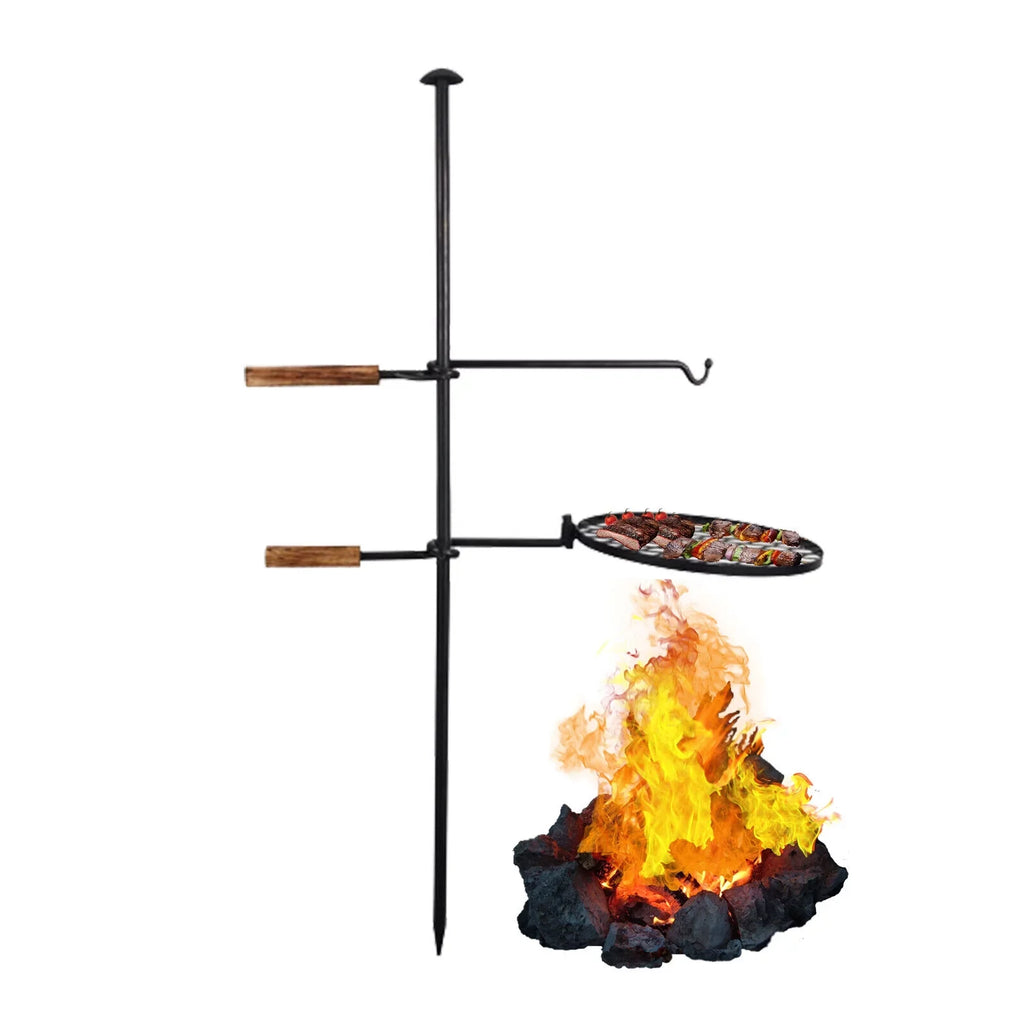 2 in1 Outdoor Fire Pit Grill Adjustable Swivel Campfire Grill Charcoal  Grill