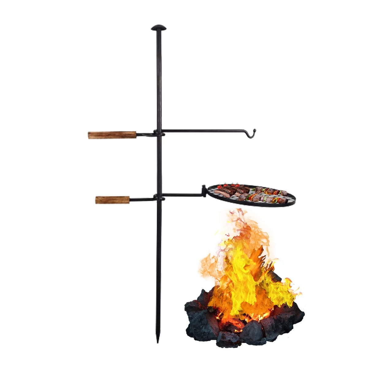 2 in1 Outdoor Fire Pit Grill Adjustable Swivel Campfire Grill Charcoal  Grill