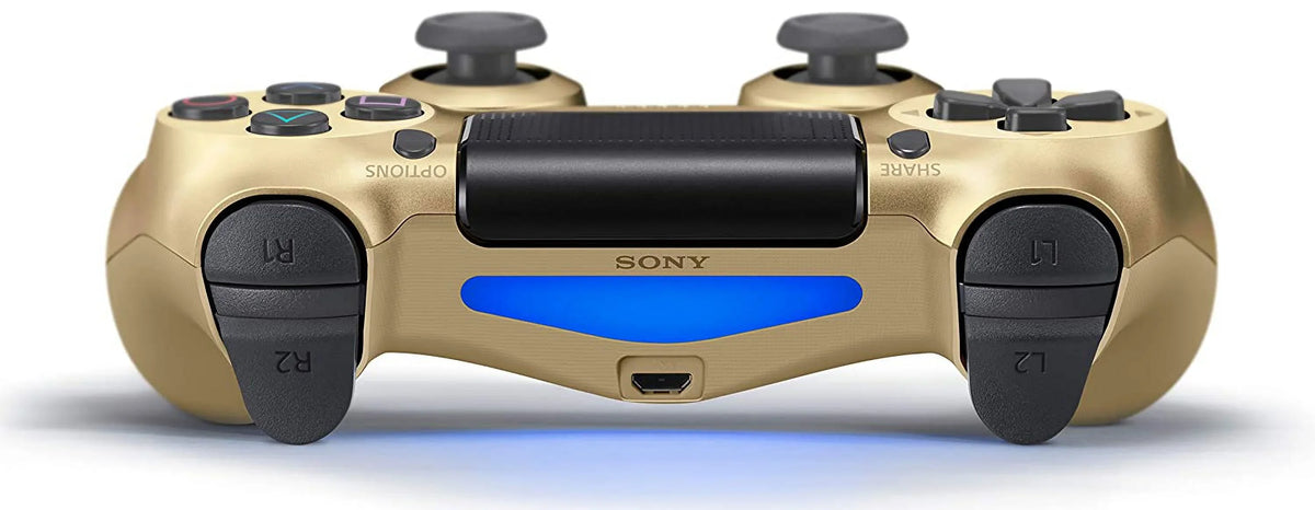 Pre-Owned Sony Dual Shock Gold Gaming Controller For PS4 Console + Wireless Black Chatpad for PS4 Controller   Bundle. (Refurbished: Like New)