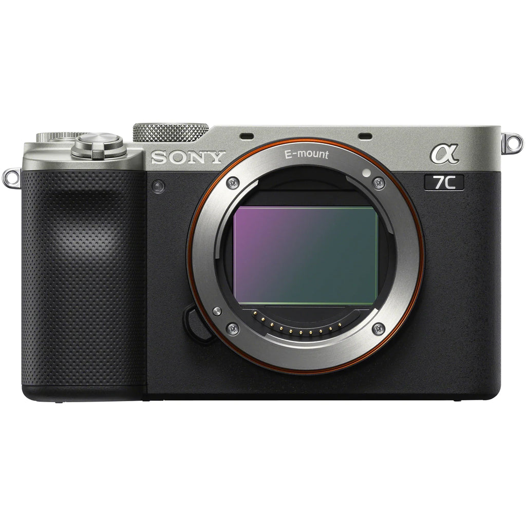 Sony a7C Mirrorless Full Frame Camera Body with Sony  40mm F2.5 G Compact Lens SEL40F25G Silver ILCE7C/S Bundle with Deco Gear Photography Backpack Case + Microphone +  + Monopod and Accessories