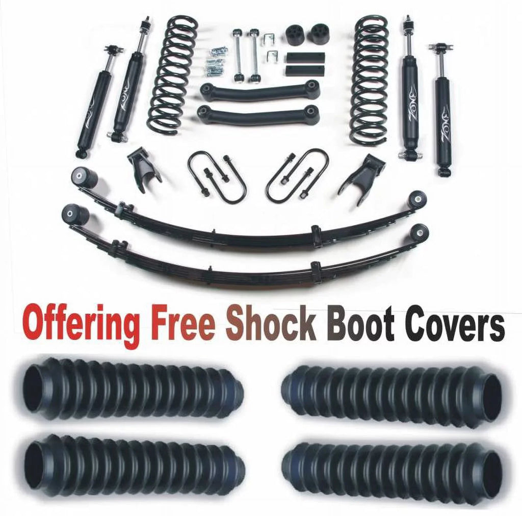 ZoneOffRoad 1984-2001 Fits Jeep Cherokee  4.5" Suspension System w Rear Leaf Springs With Free Boot Protectors J24N/ZONU3100X4