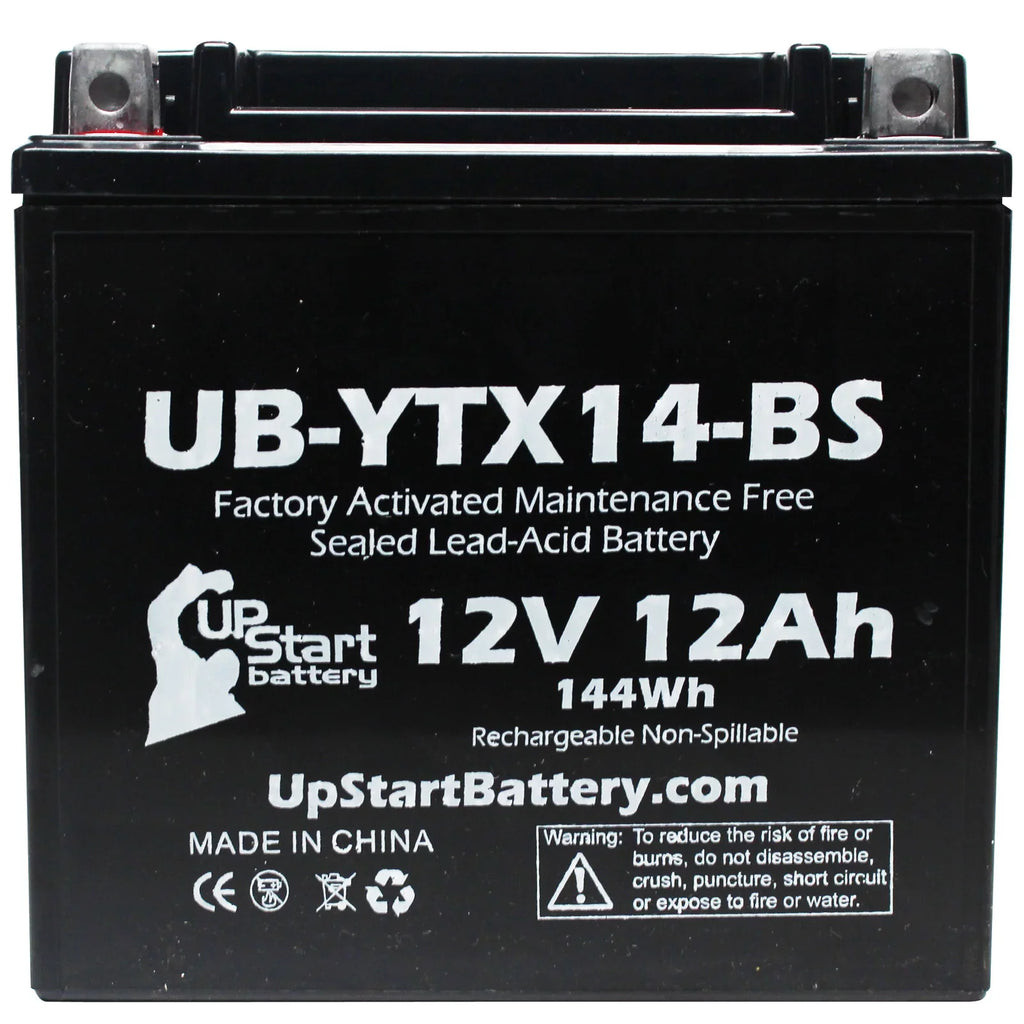 3-Pack UpStart Battery Replacement for 2010  F800ST,  800  Factory Activated, Maintenance Free, Motorcycle Battery - 12V, 12AH, -YTX14-