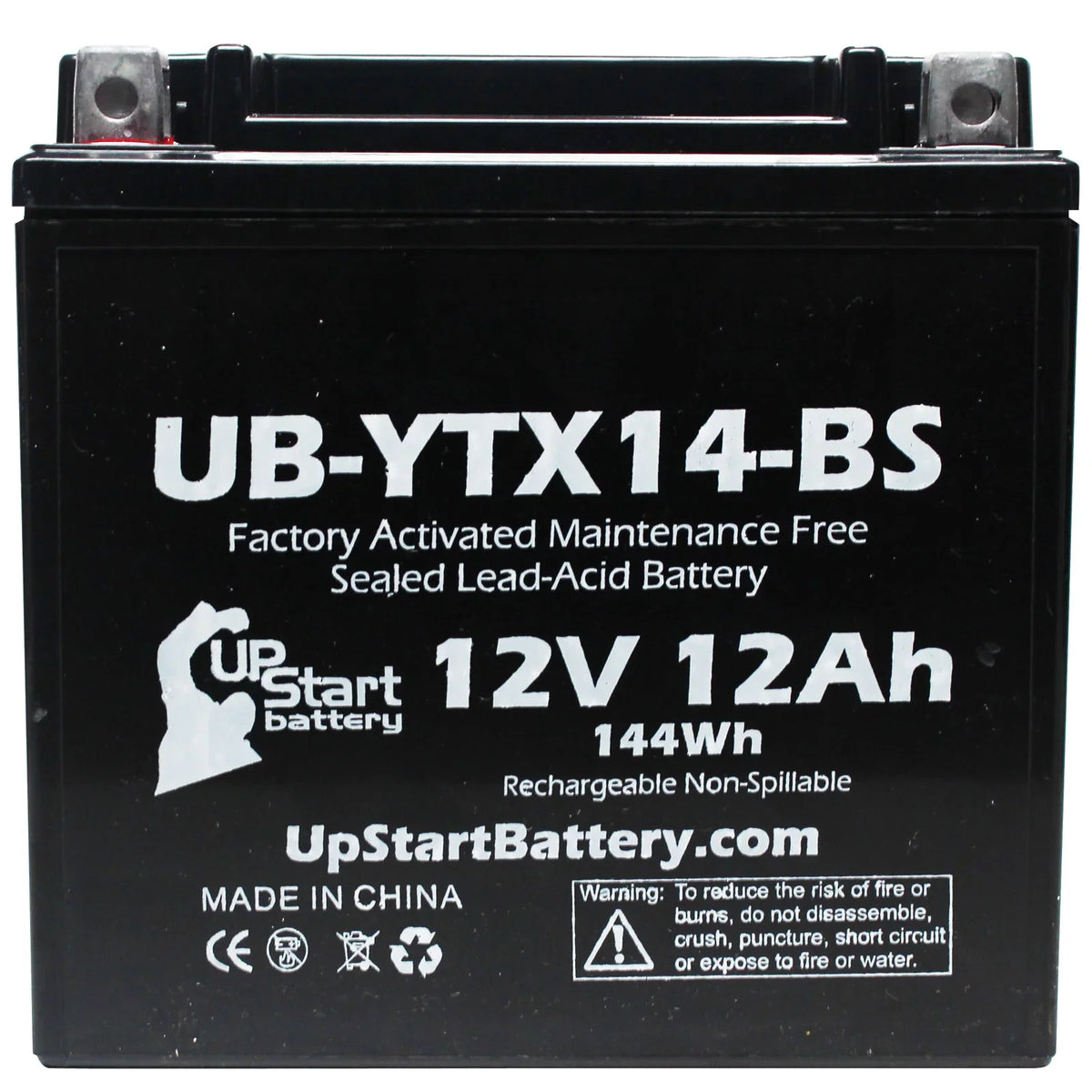 3-Pack UpStart Battery Replacement for 2010  F800ST,  800  Factory Activated, Maintenance Free, Motorcycle Battery - 12V, 12AH, -YTX14-